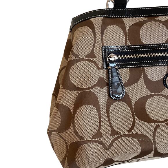 Gorgeous Coach Laura Signature Carryall Bag Tote Satchel Brown Khaki Laptop - Picture 2 of 8